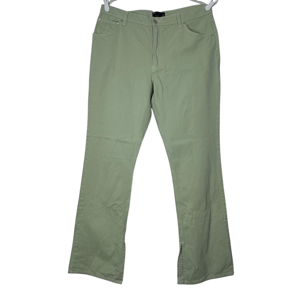 ASOS DESIGN Women's Light Green Flare Jeans with Side Slits Size 12‎ Tall